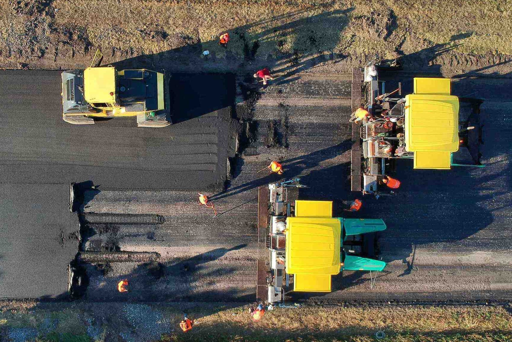 Aerial view of construction roadwork