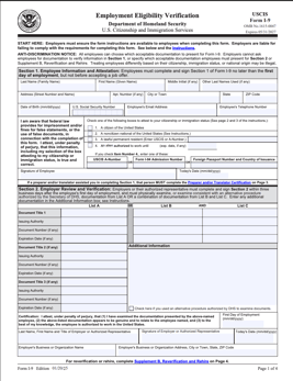sample of Form I-9