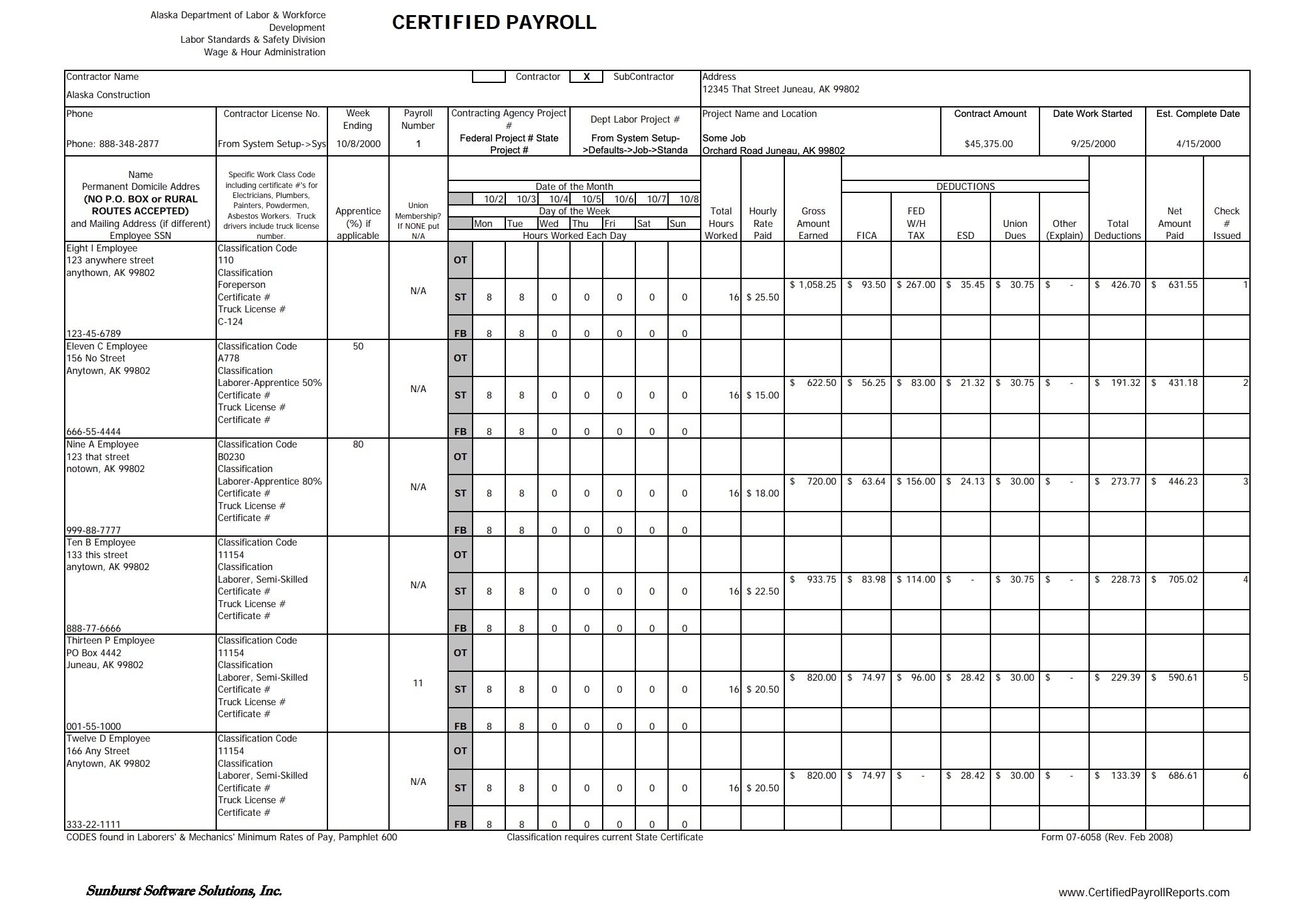 Alaska's certified payroll reporting document