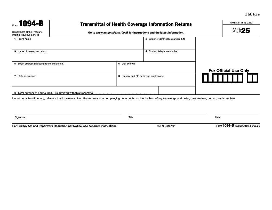Form 1094-B Form 1094-B