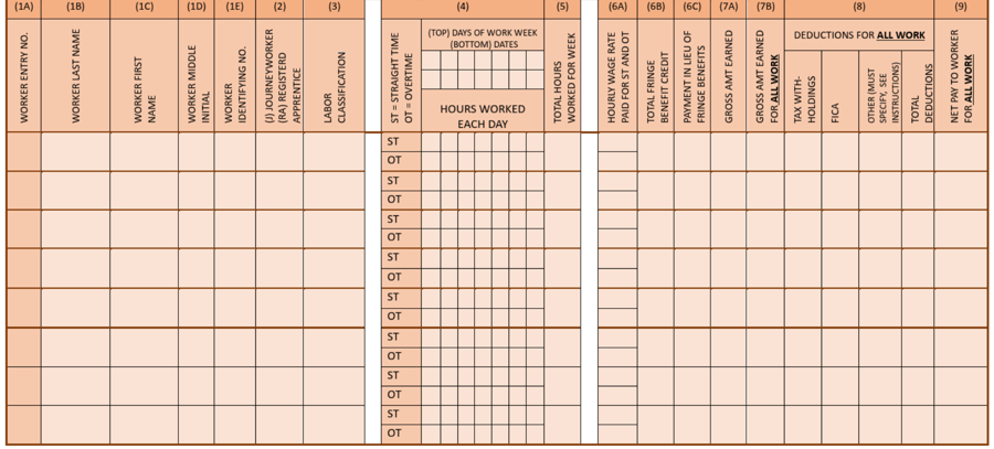 Form WH-347 page 1 columns section