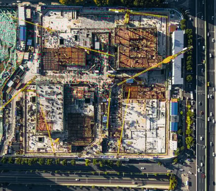 Aerial view of a construction site