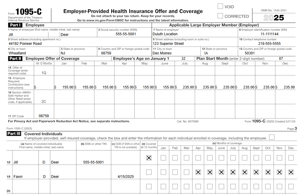 form 1095-C part 3