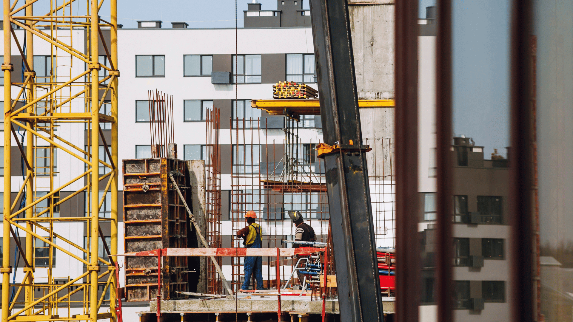 construction workers on a building site