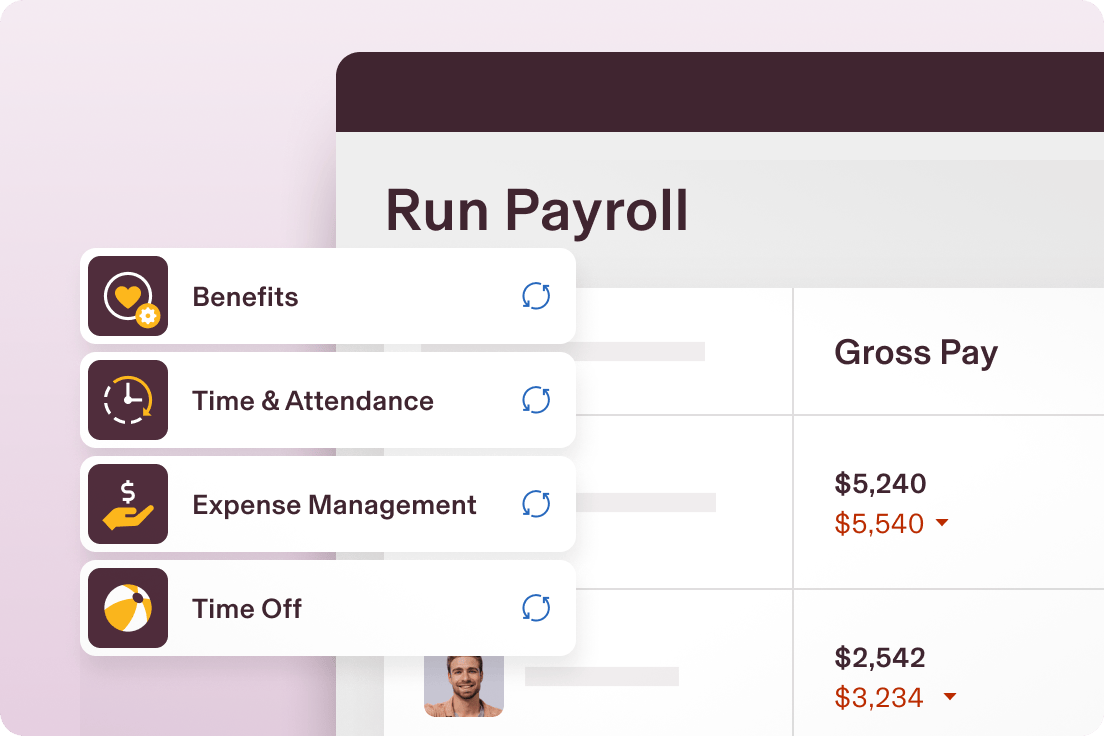Example graphic of Rippling's payroll dashboard