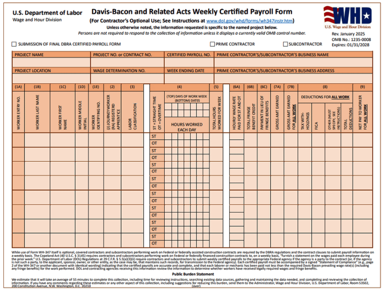 wh-347 federal certified payroll reporting form example 2026